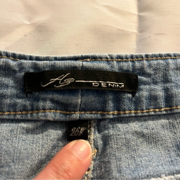 Light Wash A3 Denim Women's Plus Size Destructed Skinny Jeans, Size 26W - Picture 6 of 15